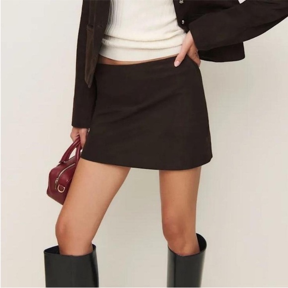 NWT Reformation Veda Carla Low Rise Leather Suede skirt in Mole Suede size 2 - Picture 1 of 4